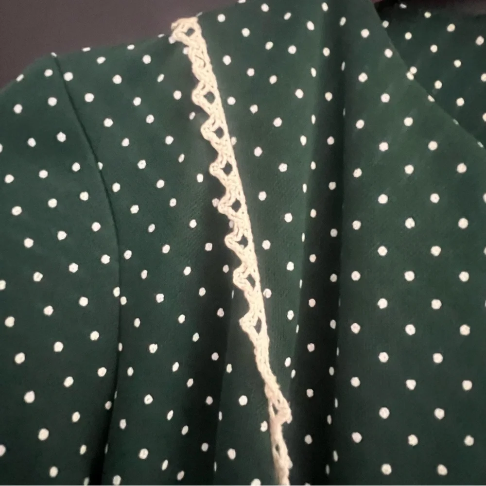 Vintage 70s Bib Front Tie Back Prairie Long Sleeve Maxi Dress - Picture 11 of 14